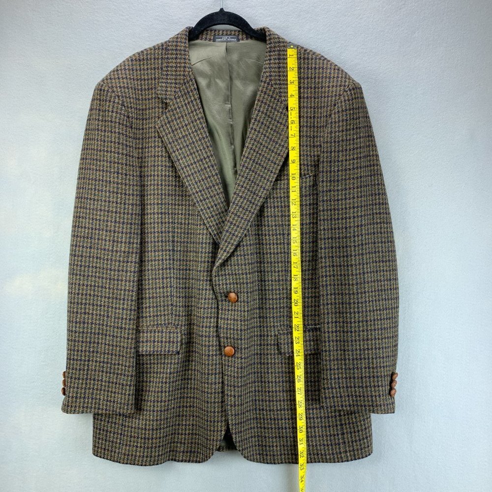 **SOLD**Woolrich Wool Blazer Mens 42L 42 Long Brown Green Black Leather Knot - Picture 8 of 16